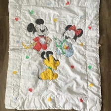 Vintage Dundee Mickey, Minnie And Pluto Crib Quilt