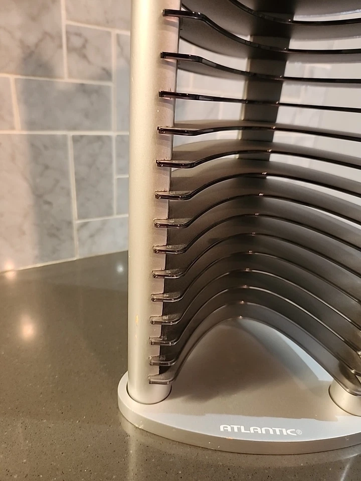 1990s Atlantic 20 CD Stackable Tower Rack Holder Organizer Retro 14” Grey Wood - Image 4 of 4