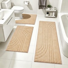 Bathroom Rug Set Ultra Absorbent Quick Dry Floor Mats Home Decor 3 PCS