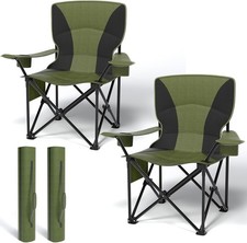Heavy Duty Folding Chair 500LB Capacity,Oversized Camping Chairs with Cup Holder