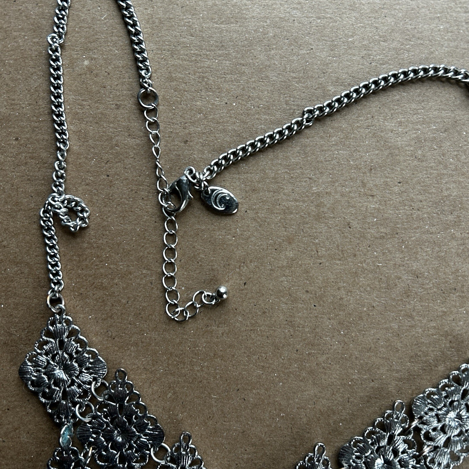 Chicos Silver Geometric Bib Statement Necklace, A… - image 8