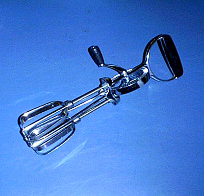 Vintage EKCO - BEST Stainless Steel USA Hand Mixer Egg Beater with Black Handles