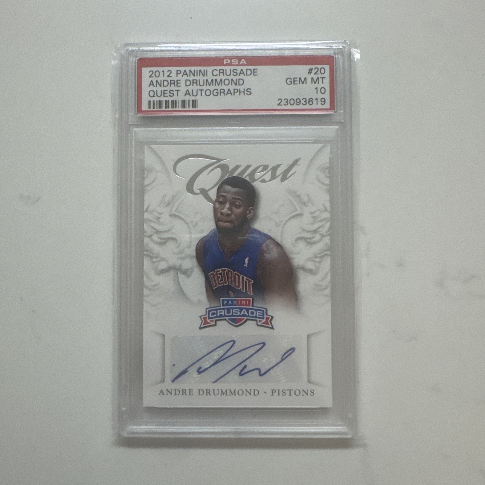 Andre Drummond 2012-13 Crusade Quest Rookie Autograph Auto #20 PSA 10