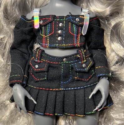 Rainbow High Avery Styles Junior Jr 9''' Doll Outfit Black Pleated Skirt & Top
