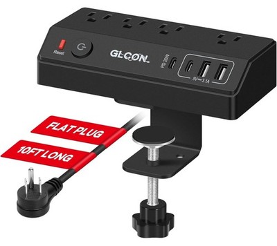 Desk Clamp Power Strip 20W USB C Fast Charging Station 10FT  4 USB Ports