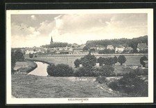 Ansichtskarte Kellinghusen, Ortsansicht mit Fluss und Feldern 1925 