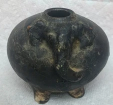 Authentic Antique 12th/13thC Khmer Empire Cambodia Pottery Elephant Lime Pot