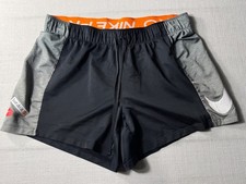 Nike Women's Athletic Mesh Shorts Black Grey L Running Training Gym Dri-Fit