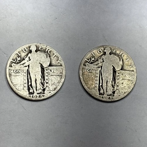 1925 P Standing Liberty Silver Quarters Lot of 2