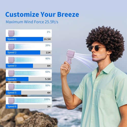 Portable Handheld Cooling Fan with Ice Compress - Perfect for Outdoors, Purple - Picture 7 of 10