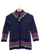 Shrinking Violet Strickjacke Kinder Gr. 116 Blau Fair Isle Baumwolle Langarm