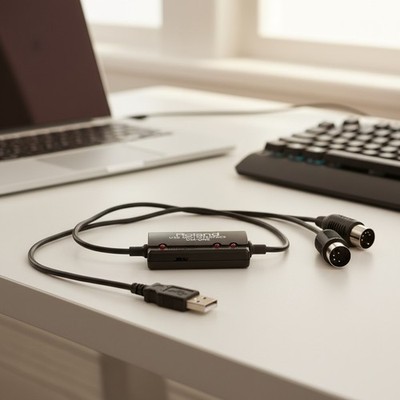 MIDI Interface USB 1-In 2-Out Compact for Mac Windows iOS Low Latency