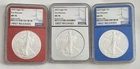 2025 $1 American Silver Eagle NGC MS70 ER Labels Red Silver & Blue Cores