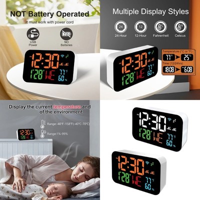 Multifunction LED Desk Clock with WiFi Connecting 2 Alarm Temperature Humidities