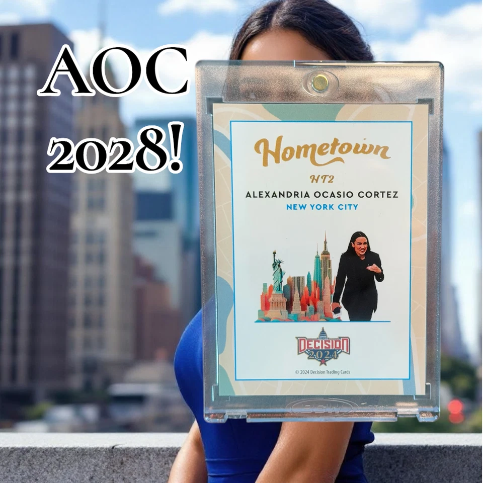 2024 РЕШЕНИЕ AOC АЛЕКСАНДРИЯ OCASIO-CORTEZ РОДНОЙ ГОРОД СЕРЕБРЯНАЯ ФОЛЬГА NYC POTUS 2028 - Изображение 2 из 2