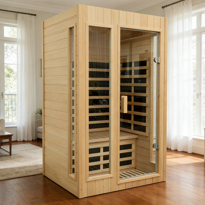 For 2 Persons Far Infrared Sauna Room Hemlock Indoor Saunas Home Spa Detox 1500W