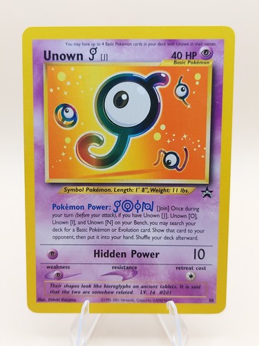 Unown J Pokemon Black Star Promo #38 WOTC 2001