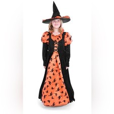Halloween Princess Paradise Orange Black Witch Costume Size M 8 Vintage