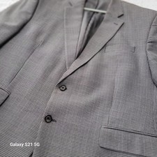 Lauren Ralph Lauren Mens 48R Silk Wool Houndstooth Blazer Grey Sport Coat