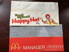 Vintage 1970s McDonald's Happy Hat Manager Hat Lot of 2 -Ronald McDonald