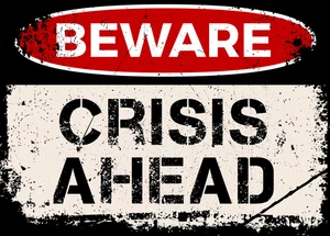 Beware Crisis Ahead Zone Self Adhesive Vinyl Sticker