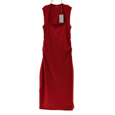 Quince Women Stretch Cotton Jersey Square Neck Ruched Midi Dress Chile M