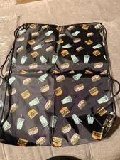 In-n-out Burger Black Drawstring Bag Burgers Fries And Shakes Brand New