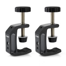 2-Pack 2-inch Small C-Clamps with 1/4" 3/8" Thread Hole for Desktop Mount