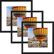 , 8x8 Floating Picture Frame Aluminum, Tempered Clear Glass Displays Any Size...