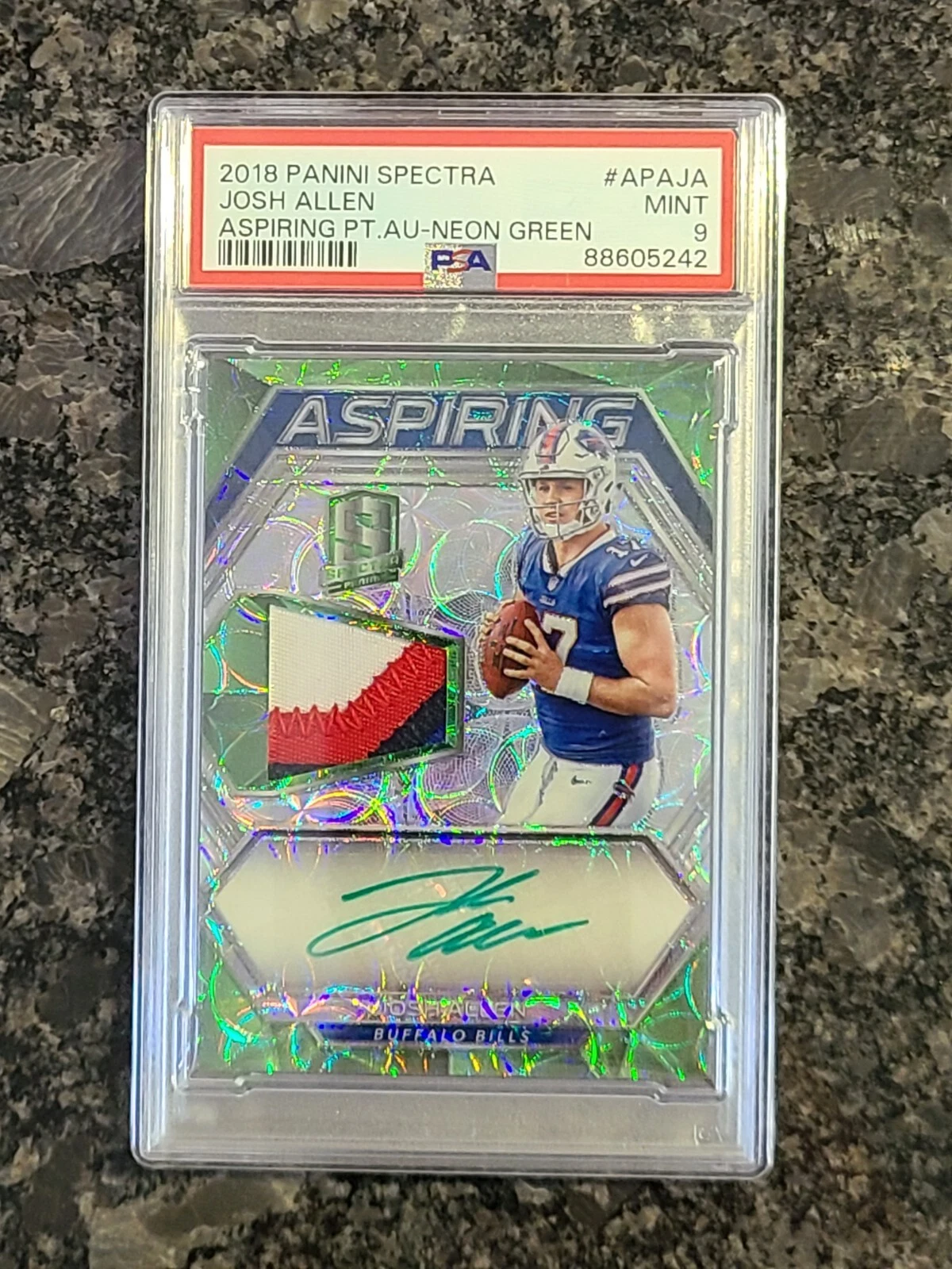 Josh Allen Panini Spectra Aspiring Patch Autograph #APAJA Neon Green