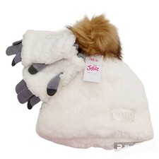 Justice Girls Hat  Gloves Set-White-Sherpa-Ages 8 -Touchscreen