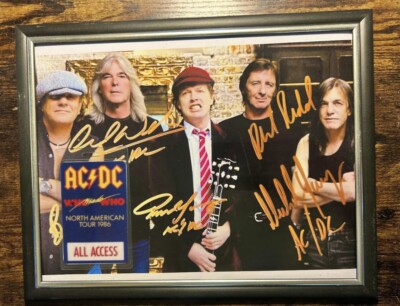 AC/DC Signed Framed Reprint Photo And Laminate tour pass | eBay