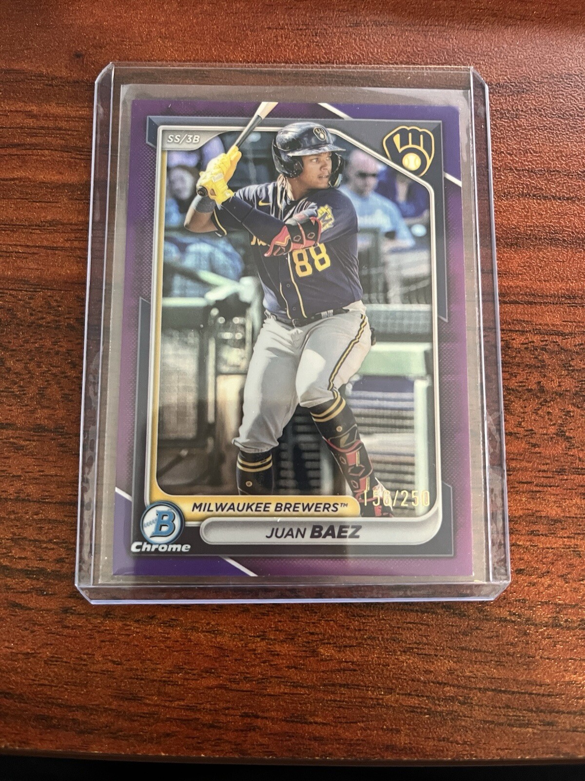 2024 Bowman Chrome - Prospects Juan Baez #BCP-160 Purple Refractor /250 (RC)