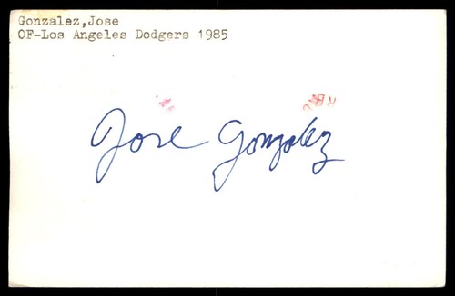 Jose Gonzalez Baseball Index Card Signed Auto Autograph (no COA) *e1