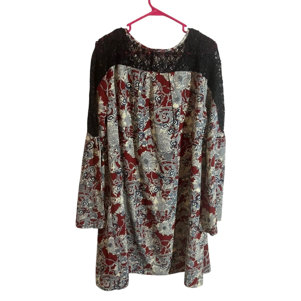 Vestido campesino bohemio Miss Me óxido floral cachemira para mujer talla XL negro y topo Foto 2 de 4