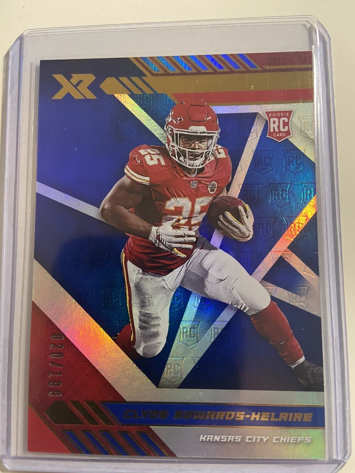 CLYDE EDWARDS-HELAIRE 2020 Panini XR Chiefs Rookies RC 020 / 199 - Image 2 of 3