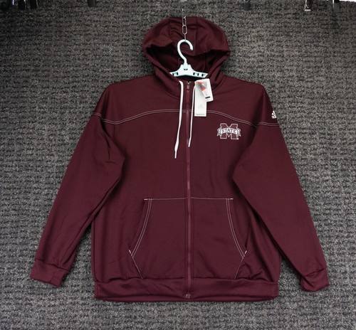 Mississippi State Bulldogs Jacket Mens XL Red Full Zip Hooded Adidas ...