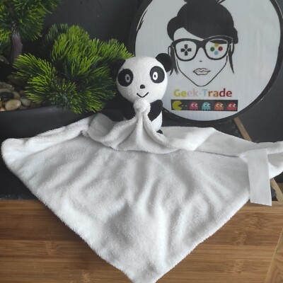 Zeeman Panda blanket black white plush handkerchief #geektradedoudou