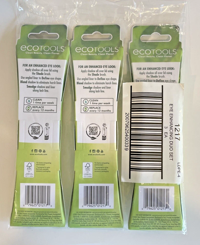 EcoTools Enhancing Eye Set Brushes 3 PACK OF 4 (4 Brush Heads Each) NIP - Image 3 of 4