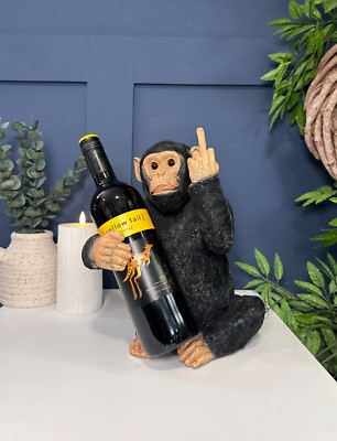 Detaillierter ''Up yours'' Affe Weinhalter Ornament Kunst Skulptur | Wohndeko Tisch