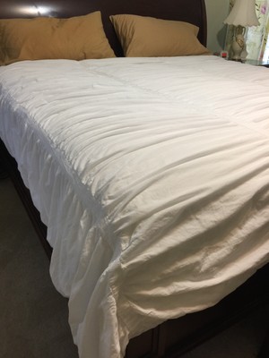 Pottery Barn Hadley Ruched King Duvet 86 L X 102 W White Cotton