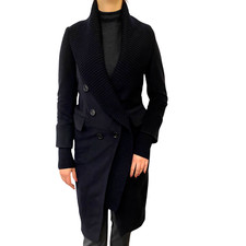 Women Burberry Overcoat Navy Blue 100 Cashmere Double BreastedSize US2