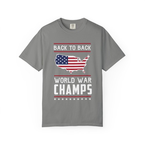 Patriotic USA Back to Back World War Champions 4th of July T-shirt, Independence - Picture 5 of 7