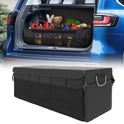 PU Leather Car Trunk Organizer Foldable SUV Truck Storage Box 4-in