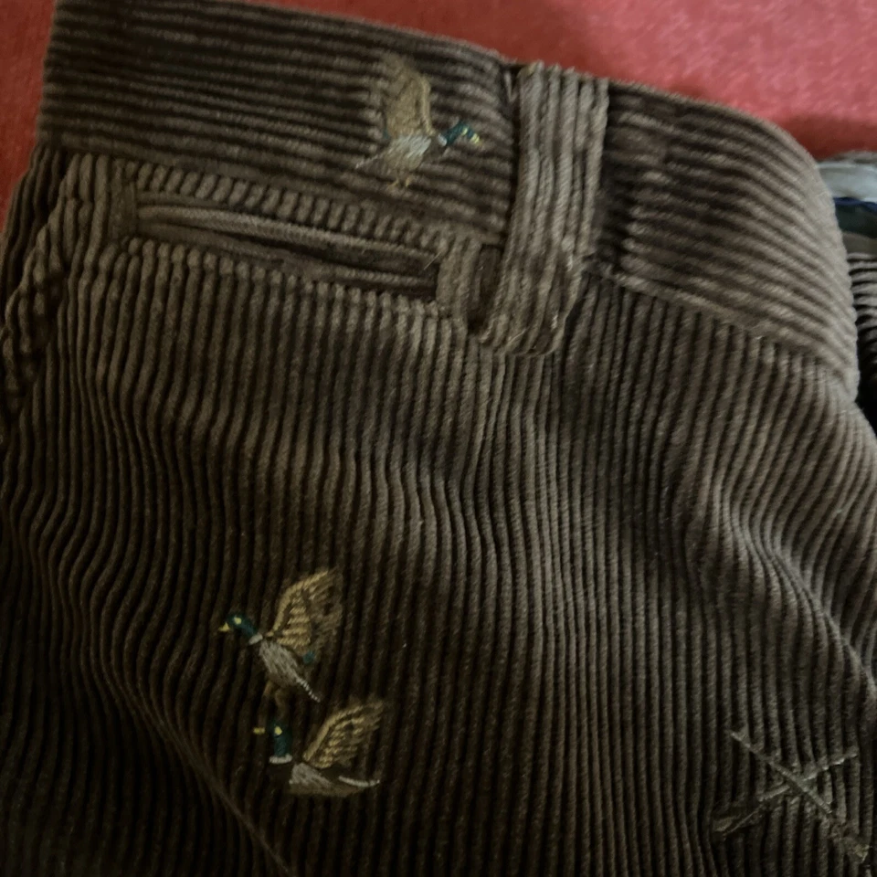 Vintage Polo Ralph Lauren Corduroy Pants Mens 36x32 Duck Hunt Brown Embroidered - Image 3 of 4