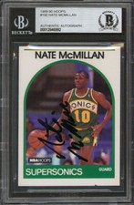 Sonics Nate McMillan Authentic Signed 1989 Hoops #192 Card BAS Slabbed