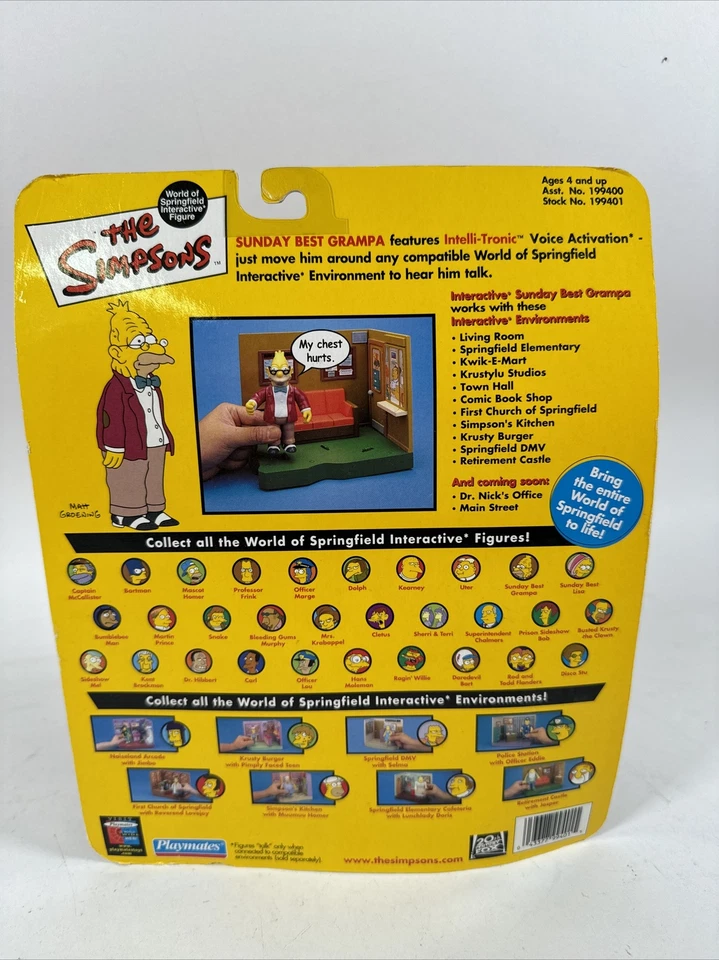Figura de acción abuelo The Simpsons 2002 Playmates Series 9 Sunday Best Grampa 4" Foto 4 de 4