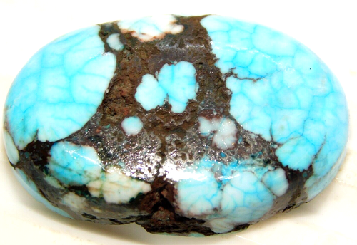 Cabochon Ovale En Turquoise Persane Naturelle Certifiée 93.5 Carats - Pierre Précieuse Non Traitée