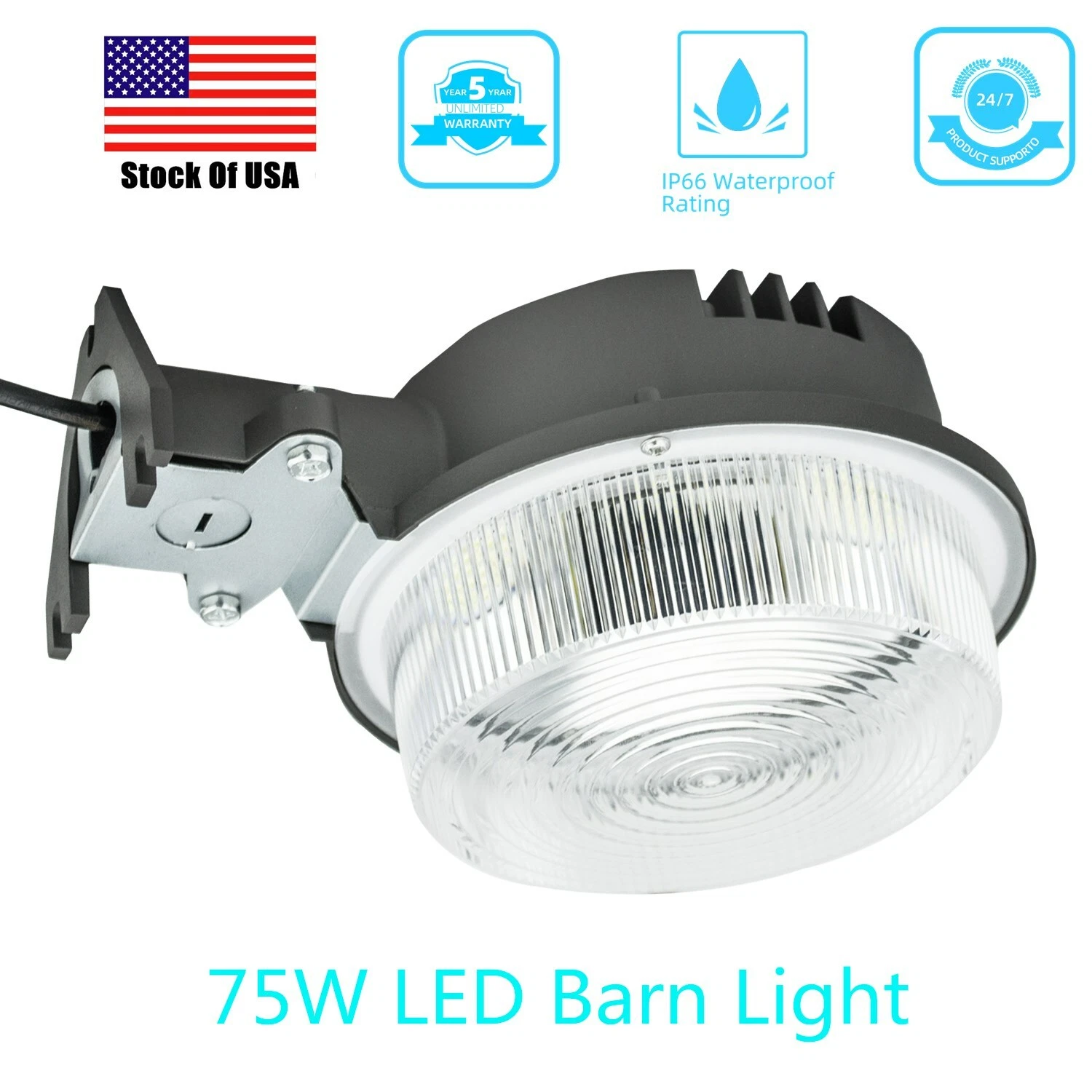 LED Dusk to Dawn 75W Barn Street Shoebox Pole Outdoor Security Light Wall Mount