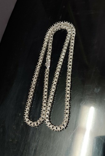 Halbmontierte leere Krappe 4 mm runde Fassung 925 Silber Tennis Halskette 23 ZOLL - Bild 3 von 9
